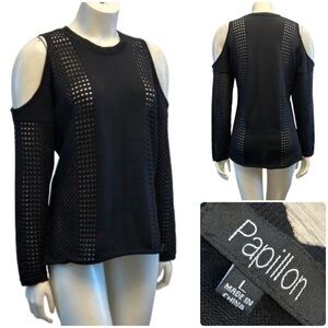 Papillon Blanc Knit Black Off-the-Shoulder Sweater with Unique Cut-Out  Design